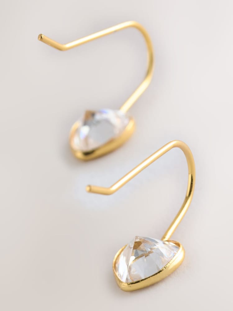 Gold Plated Sparkle Heart Earrings - Image 5 of 5 Gold Plated Sparkle Heart Earrings - Image 5 of 5