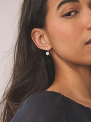 Silver Plated Sparkle Heart Earrings - Image 2 of 5