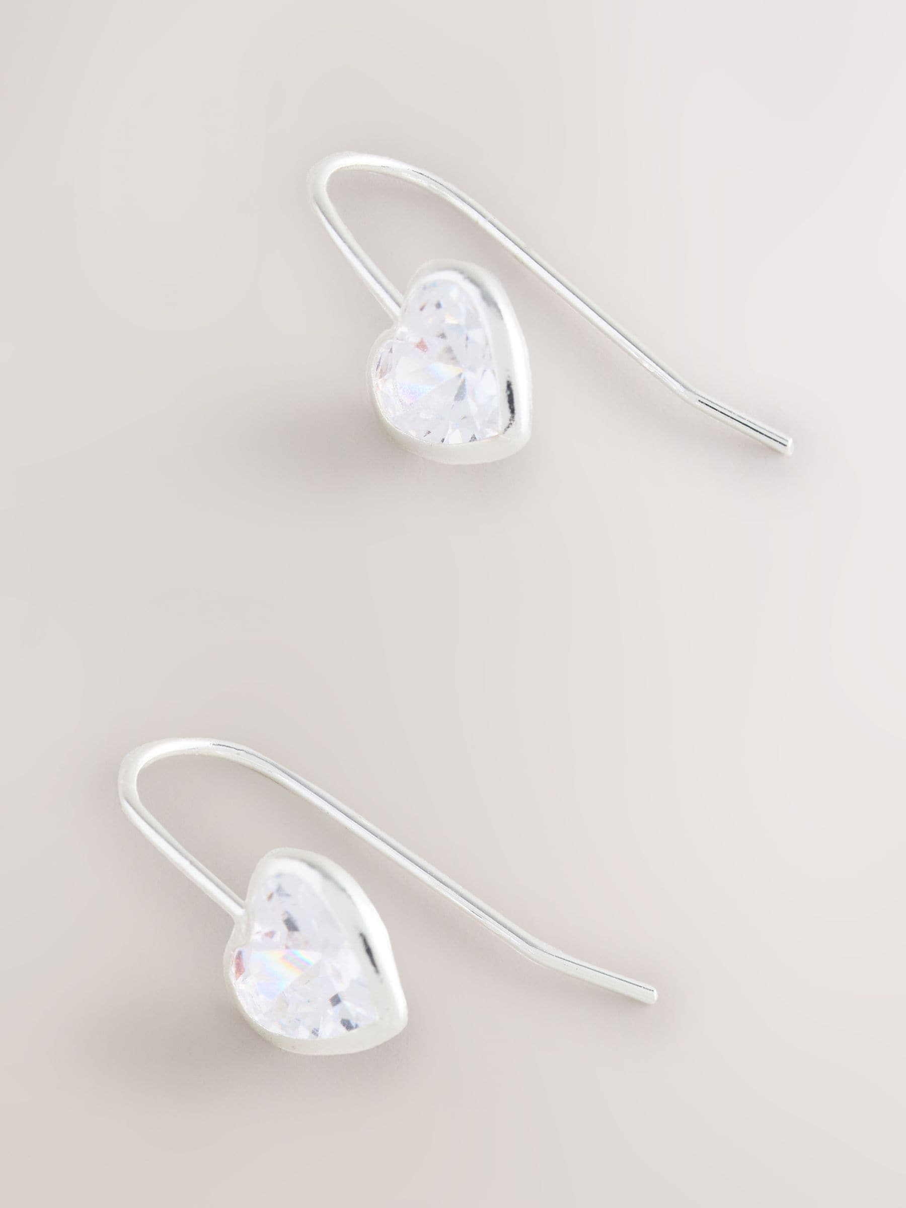 Cumpără Argint/Argintiu - Plated Sparkle Heart Earrings from Next