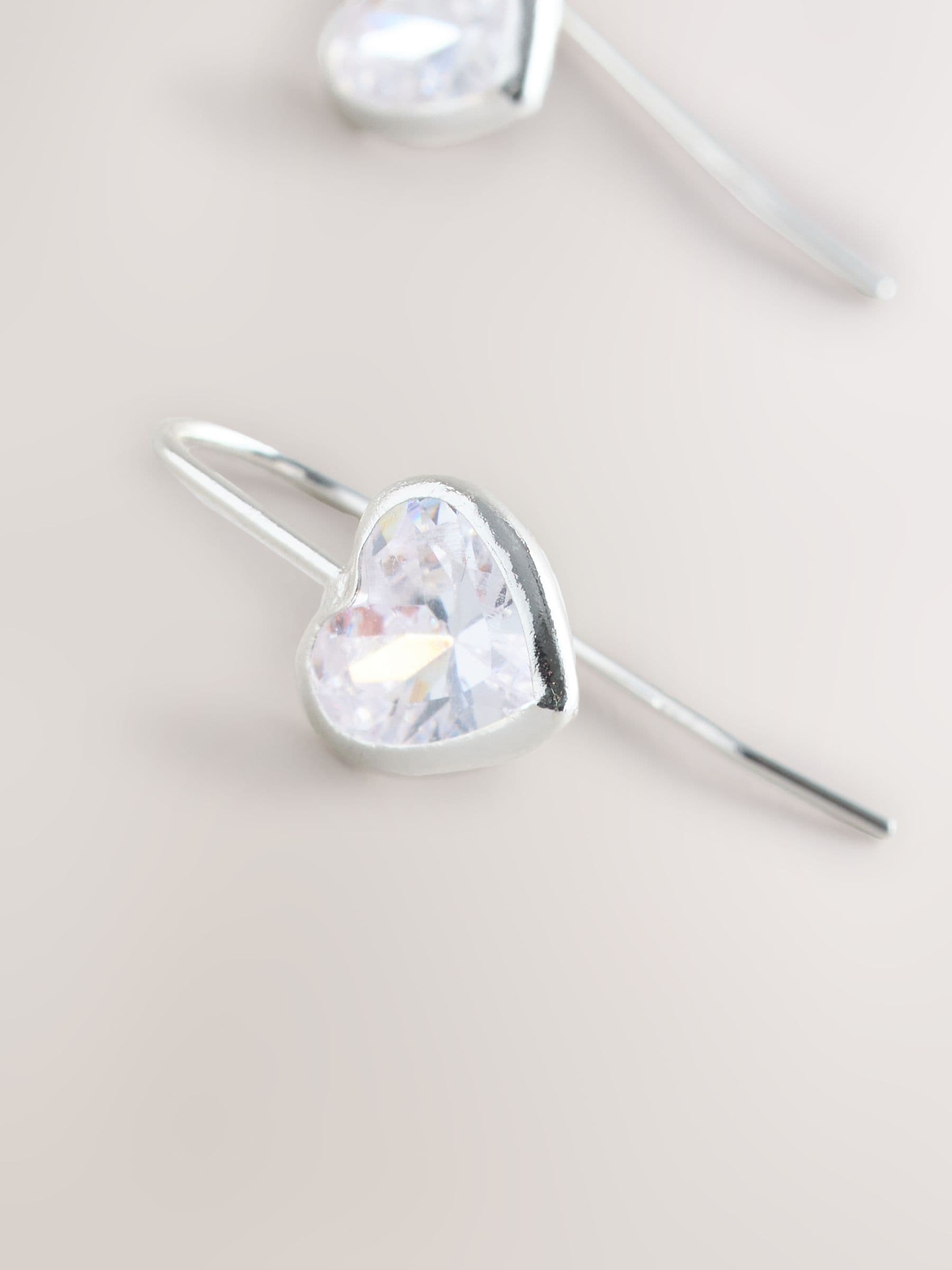 Cumpără Argint/Argintiu - Plated Sparkle Heart Earrings from Next