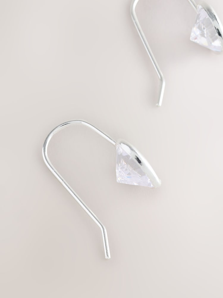 Silver Plated Sparkle Heart Earrings - Image 5 of 5 Silver Plated Sparkle Heart Earrings - Image 5 of 5