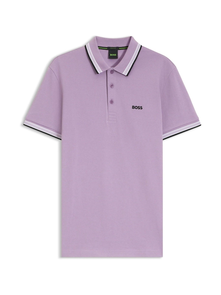 BOSS Pink Paddy Tipped Collar Polo Shirt - Image 1 of 1 BOSS Pink Paddy Tipped Collar Polo Shirt - Image 1 of 1