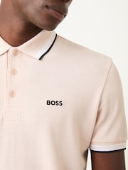 BOSS Pink Paddy Tipped Collar Polo Shirt - Image 4 of 4
