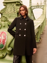 Love & Roses Fur Collar Mid Length Dolly Coat - Obraz 2 z 5
