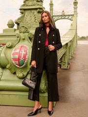 Love & Roses Fur Collar Mid Length Dolly Coat - Obraz 4 z 5