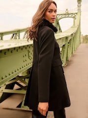 Love & Roses Fur Collar Mid Length Dolly Coat - Obraz 5 z 5