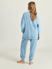 Simply Be Blue V-Neck Waffle Loungewear Set - Image 2 of 4