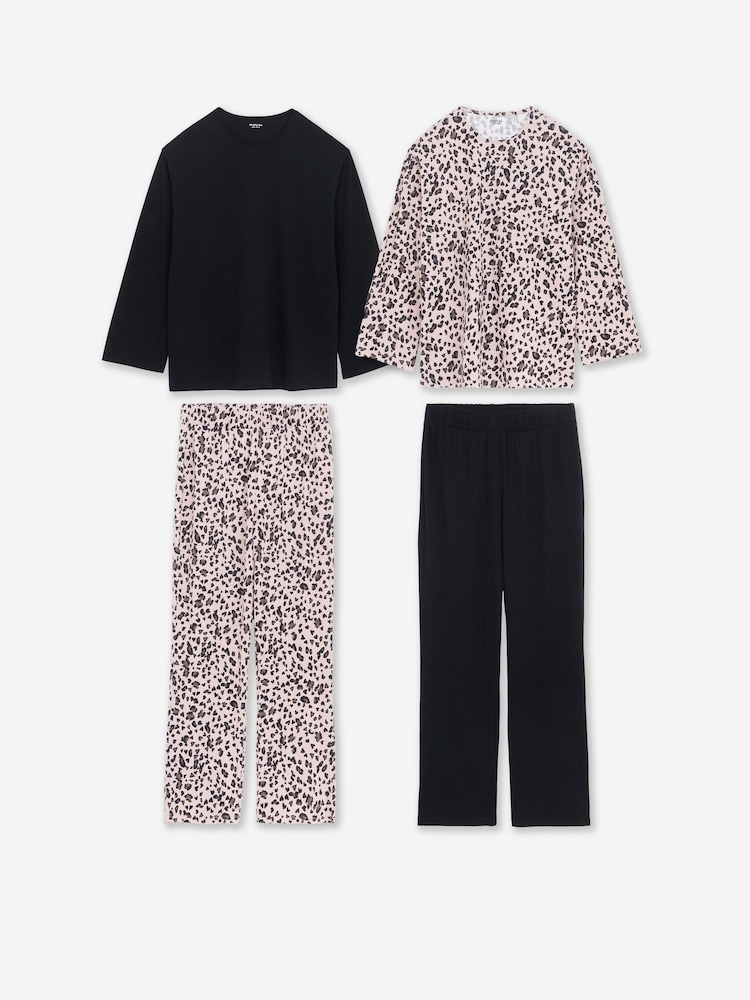 Simply Be Black Simply Be Value Leopard Pyjamas Set 2 Pack - Image 4 of 4