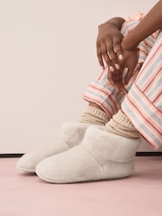 Ecru/Cream Faux Fur Boot Slippers - Image 1 of 9