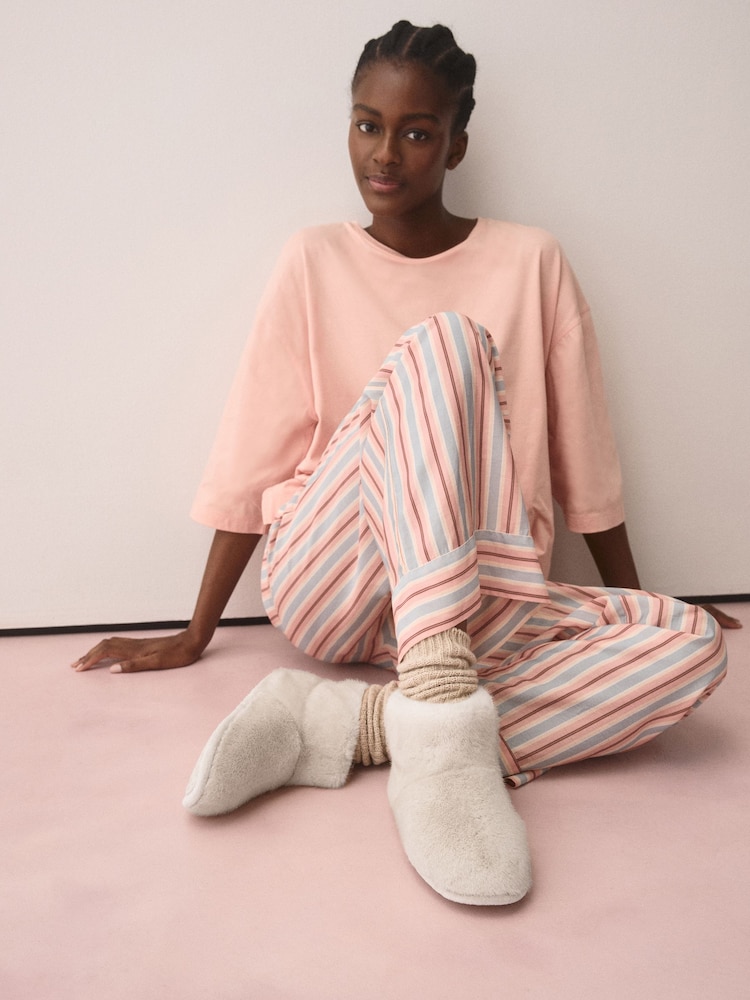 Ecru/Cream Faux Fur Boot Slippers - Image 2 of 9 Ecru/Cream Faux Fur Boot Slippers - Image 2 of 9