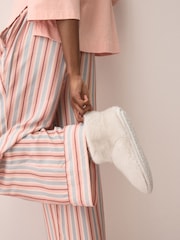 Ecru/Cream Faux Fur Boot Slippers - Image 3 of 9