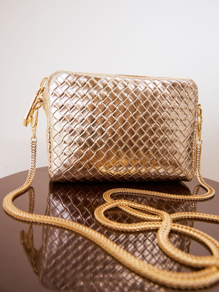 Friends Like These Gold Weave Chain Cross-Body Bag - Image 1 of 8 Friends Like These Gold Weave Chain Cross-Body Bag - Image 1 of 8