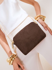 Friends Like These Chocolate Brown Suedette Chain Cross-Body Bag - Image 1 of 8