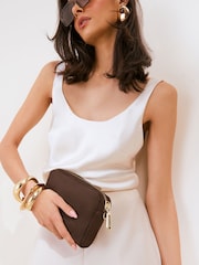 Friends Like These Chocolate Brown Suedette Chain Cross-Body Bag - Image 4 of 8