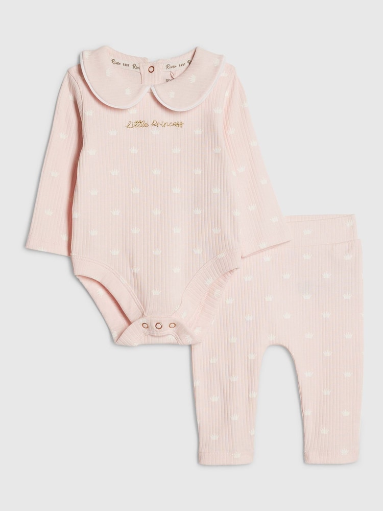 River Island Little Princess Ribbed Bodysuit Set - Imaginea 1 din 4