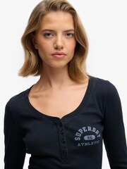 Superdry Blue Athletic Button Down Long Sleeve Top - Image 5 of 6