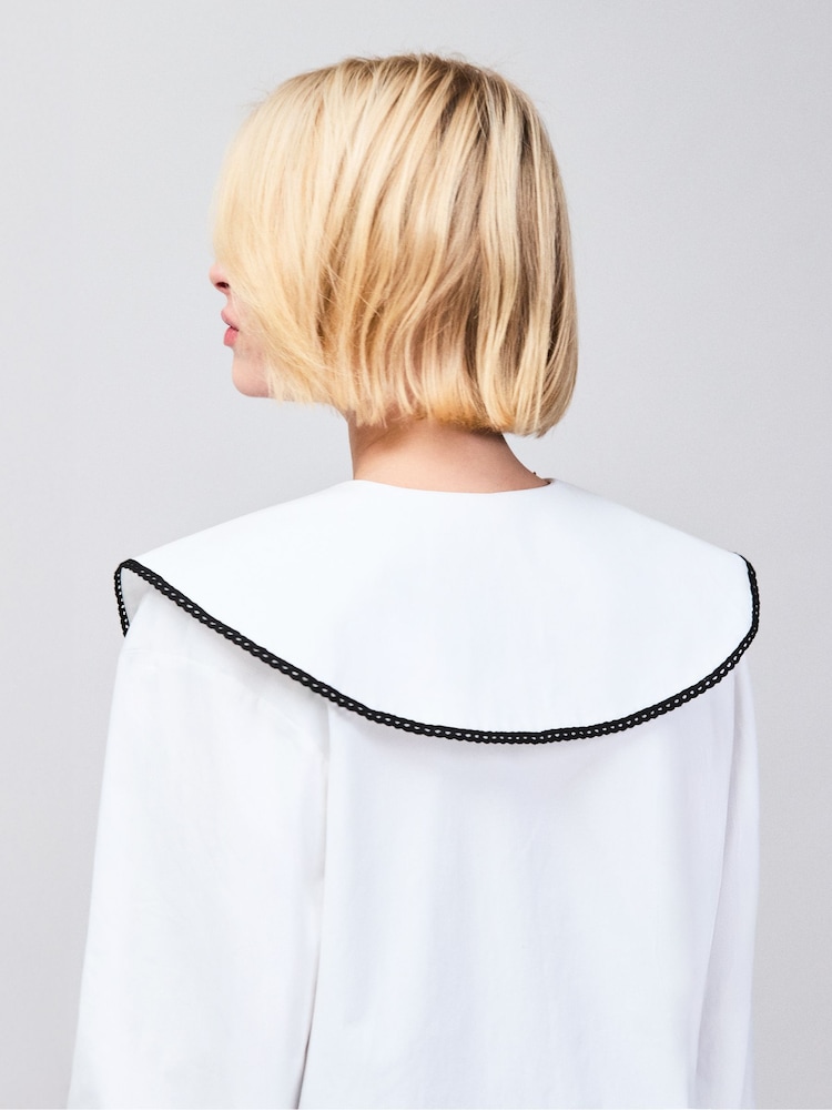 Ro&Zo White Cotton Statement Collar Shirt - Image 2 of 5