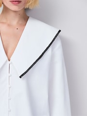 Ro&Zo White Cotton Statement Collar Shirt - Image 5 of 5
