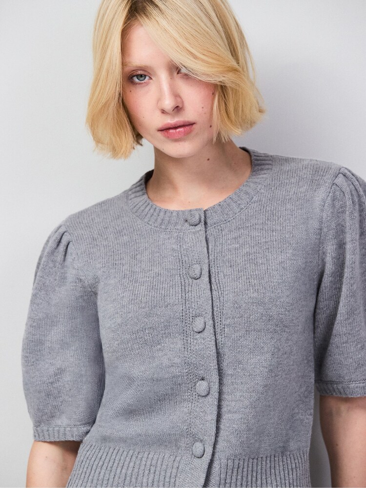 Ro&Zo Grey Button Front Cardigan With Wool And Cashmere - Image 1 of 4