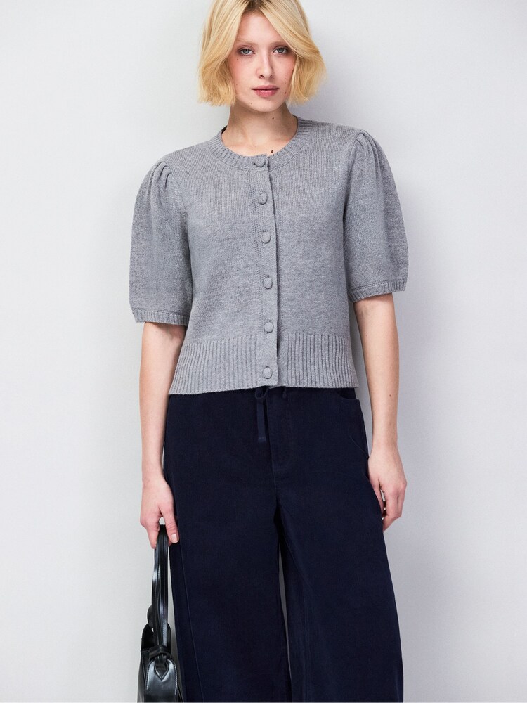 Ro&Zo Grey Button Front Cardigan With Wool And Cashmere - Image 4 of 4