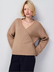 Ro&Zo Brown Wrap Cardigan With Cashmere - Image 4 of 5