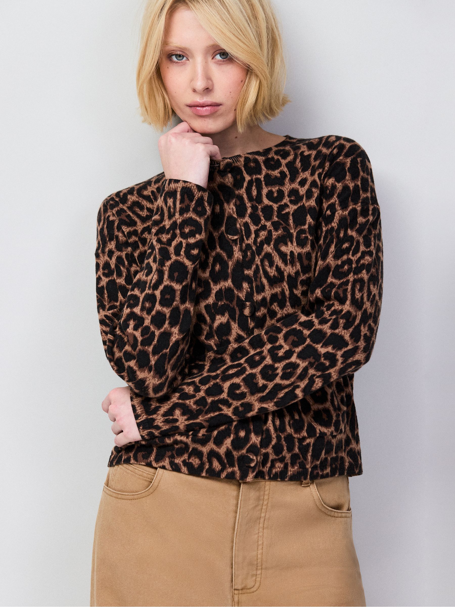 Buy Ro&Zo Brown Leopard-Print Cotton And Cashmere-Blend Cardigan