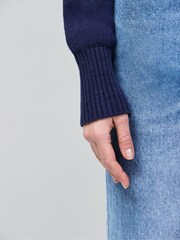 Ro&Zo Blue Pearl Button Through Cardigan With Linen - Image 3 of 5