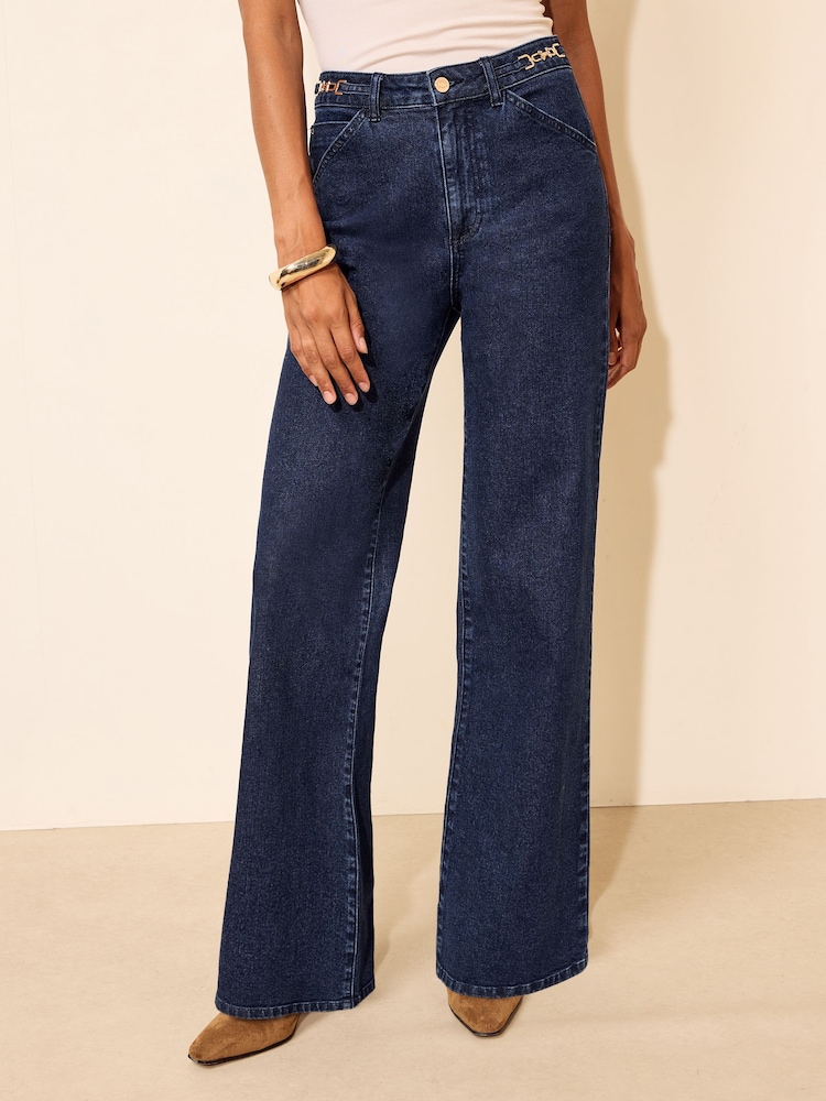 Friends Like These Hardware Detail Wide Leg Denim Jeans - תמונה 1 מתוך 5