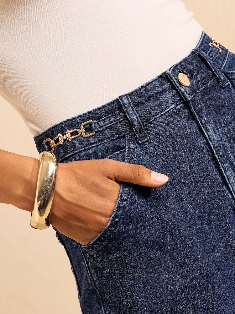 Friends Like These Hardware Detail Wide Leg Denim Jeans - תמונה 2 מתוך 5
