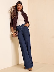 Friends Like These Hardware Detail Wide Leg Denim Jeans - תמונה 4 מתוך 5