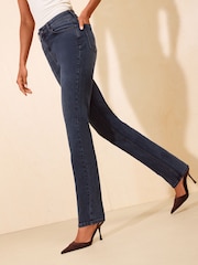 Friends Like These Blue Black Denim Full Length Stovepipe Straight Leg Denim Jeans - Image 1 of 6