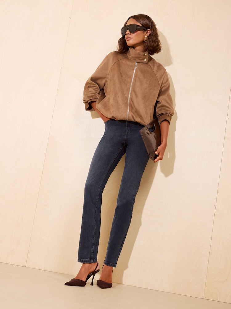 Friends Like These Blue Black Denim Full Length Stovepipe Straight Leg Denim Jeans - Image 2 of 6