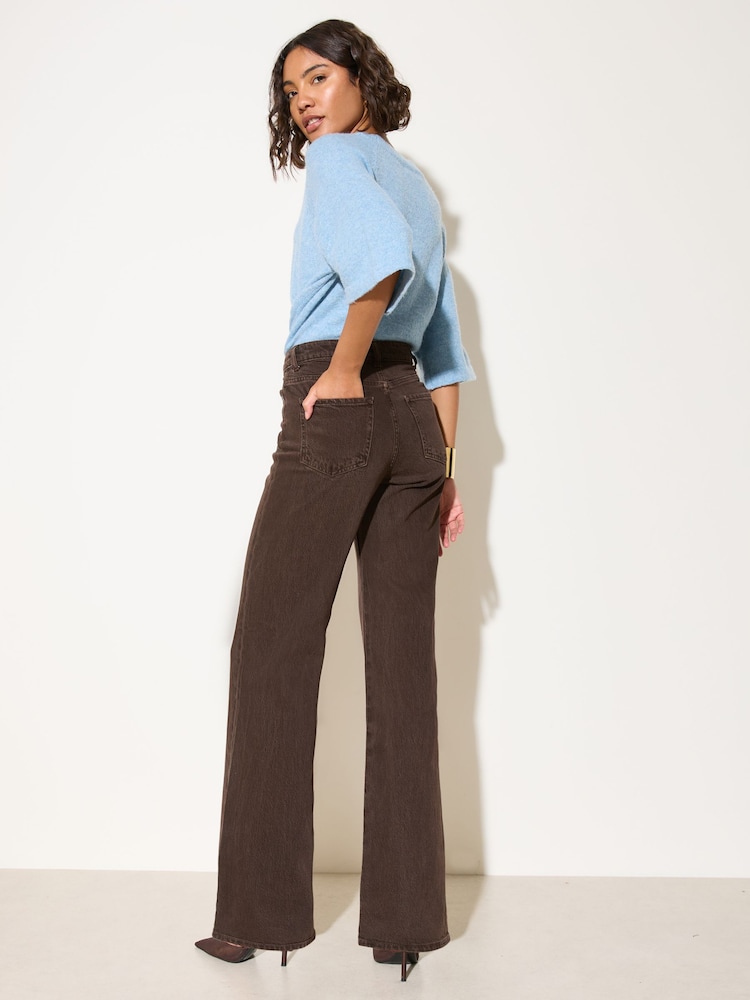 Friends Like These Chocolate Brown Everyday Wide Leg Jeans - Image 5 of 5 Friends Like These Chocolate Brown Everyday Wide Leg Jeans - Image 5 of 5