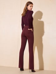 Friends Like These Berry Red Petite High Waist Pocket Flare Jeans - Image 5 of 5