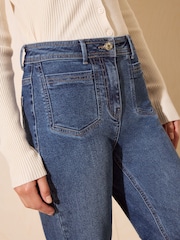 Friends Like These Mid Wash Pocket Detail Smart Wide Leg Jeans - Image 3 of 6