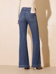Friends Like These Mid Wash Pocket Detail Smart Wide Leg Jeans - Image 6 of 6