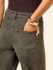 Friends Like These Khaki Green Petite Everyday Wide Leg Jeans - Image 3 of 4