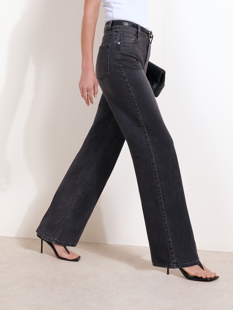 Friends Like These Black Pink Tint Everyday Wide Leg Jeans - Image 2 of 5 Friends Like These Black Pink Tint Everyday Wide Leg Jeans - Image 2 of 5
