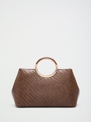 Lipsy Chocolate Brown Weave Top Handle Tote Bag - Image 5 of 7