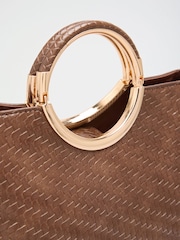 Lipsy Chocolate Brown Weave Top Handle Tote Bag - Image 6 of 7