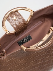 Lipsy Chocolate Brown Weave Top Handle Tote Bag - Image 7 of 7