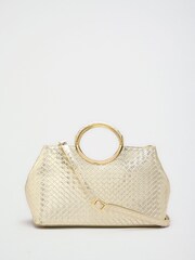 Lipsy Gold Weave Top Handle Tote Bag - Image 1 of 7