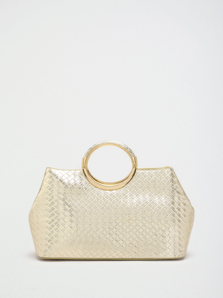 Lipsy Gold Weave Top Handle Tote Bag - Image 2 of 7