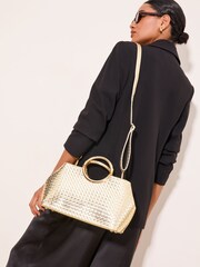 Lipsy Gold Weave Top Handle Tote Bag - Image 7 of 7