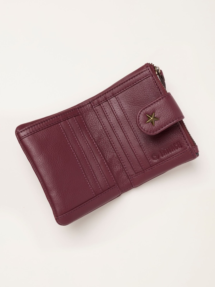 FatFace Burgundy Red Star Detail Leather Purse - Image 2 of 3 FatFace Burgundy Red Star Detail Leather Purse - Image 2 of 3