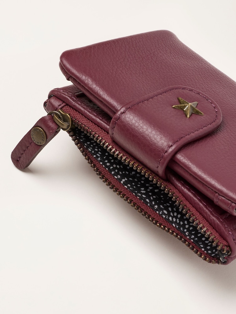 FatFace Burgundy Red Star Detail Leather Purse - Image 3 of 3 FatFace Burgundy Red Star Detail Leather Purse - Image 3 of 3