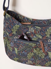 FatFace Teal Blue Leaf Floral Canvas Crossbody Bag - Image 2 of 3