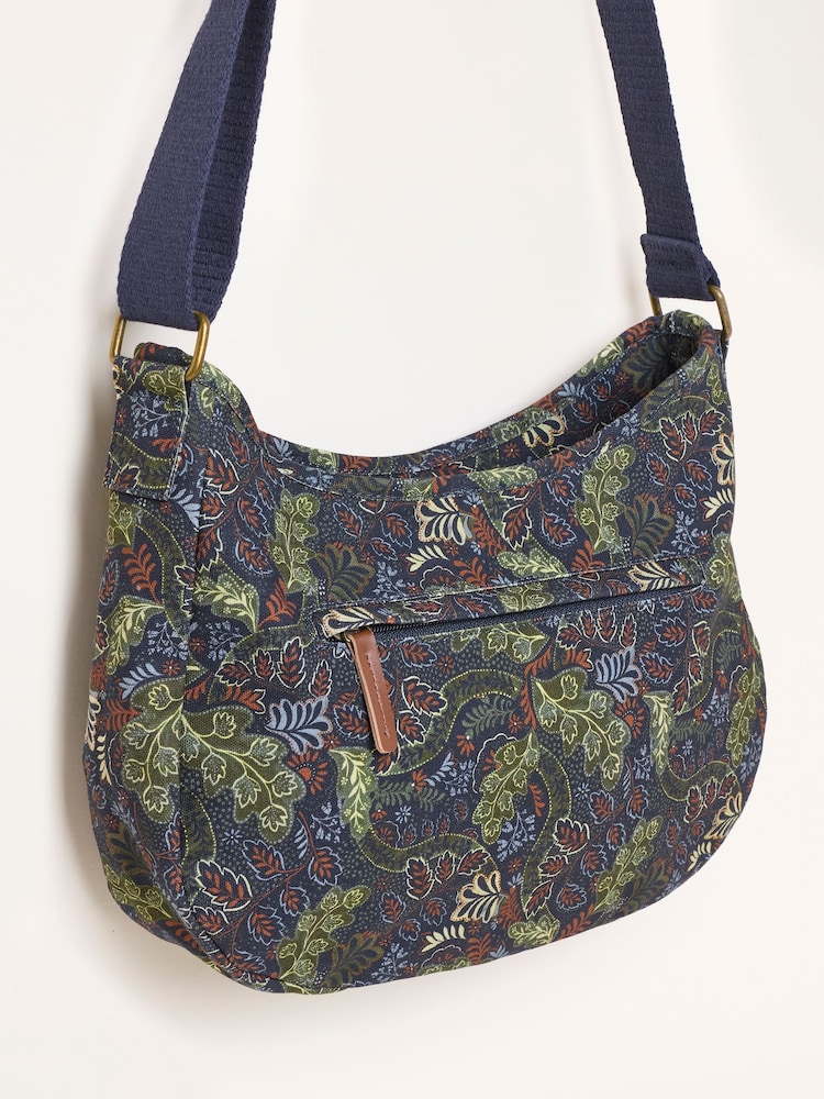 FatFace Teal Blue Leaf Floral Canvas Crossbody Bag - Image 3 of 3