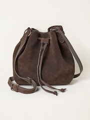 Шоколадно-коричневий - FatFace 100% Suede Bucket Bag - Image 1 of 3