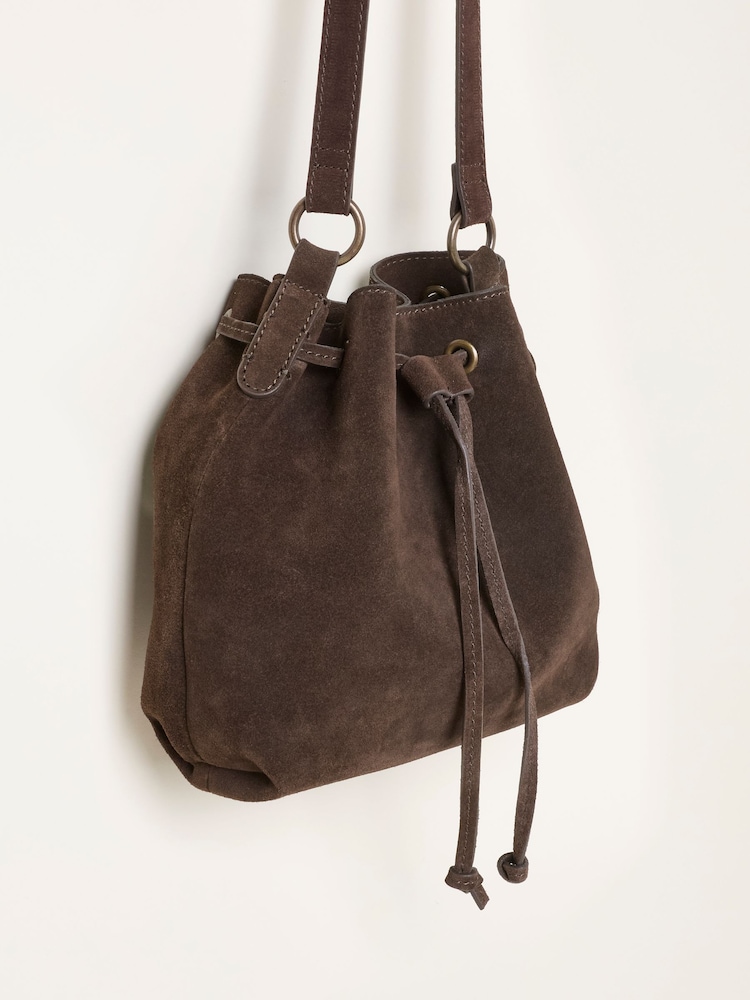 Шоколадно-коричневий - FatFace 100% Suede Bucket Bag - Image 3 of 3